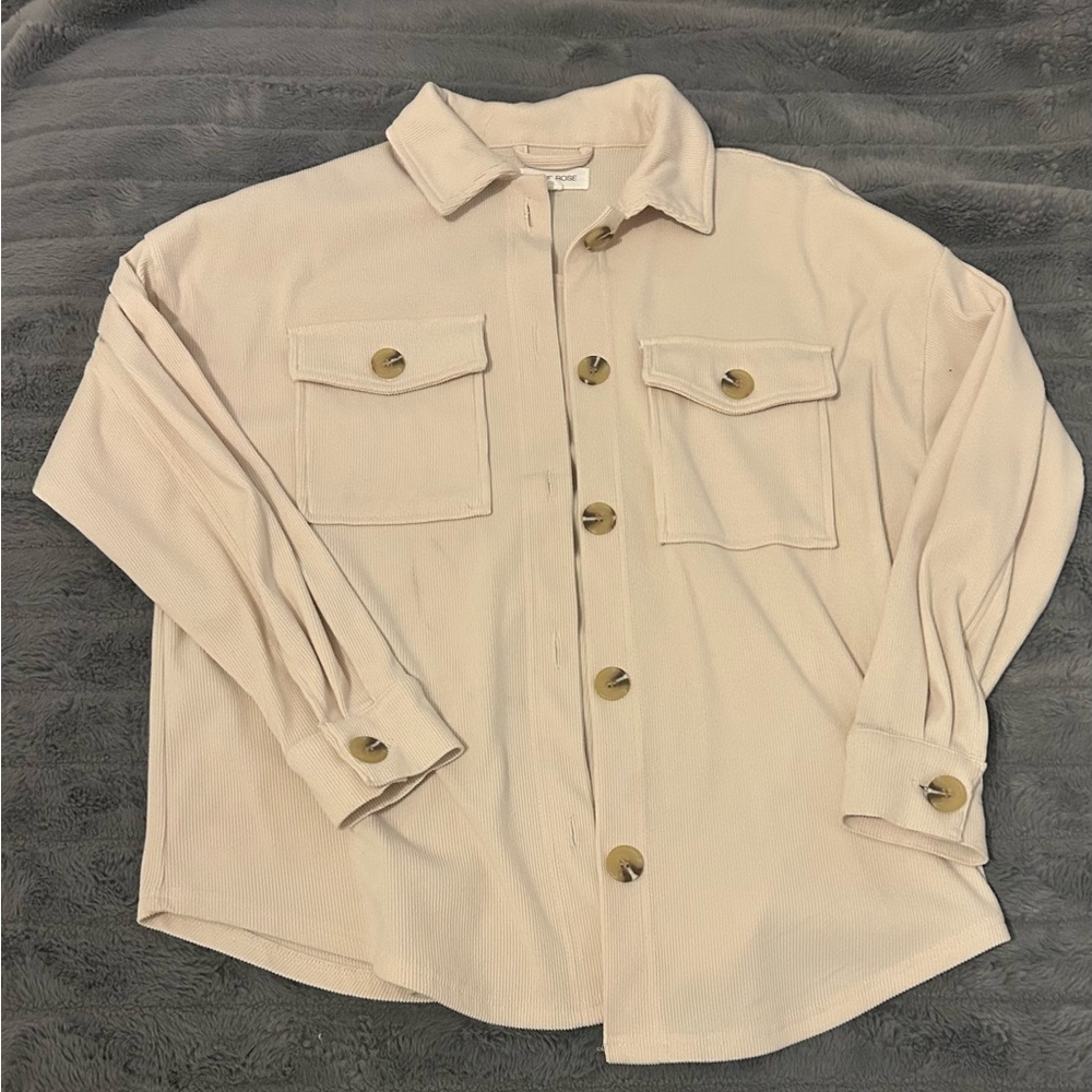 Women’s Beige Button-Up Corduroy Shirt/Jacket